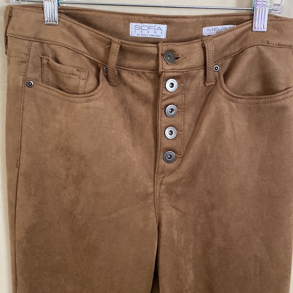 Tan Button Fly Soft Flared Jeans - Picture 2 of 6